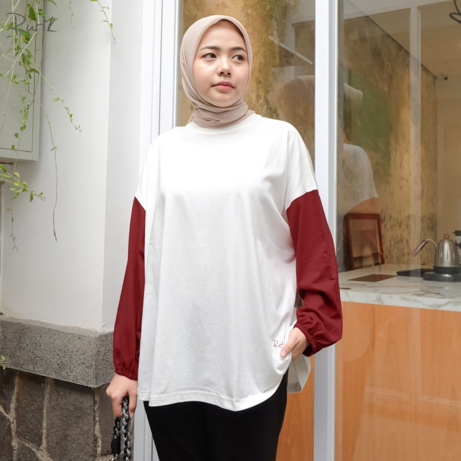 Rurik Shea Top - White Maroon